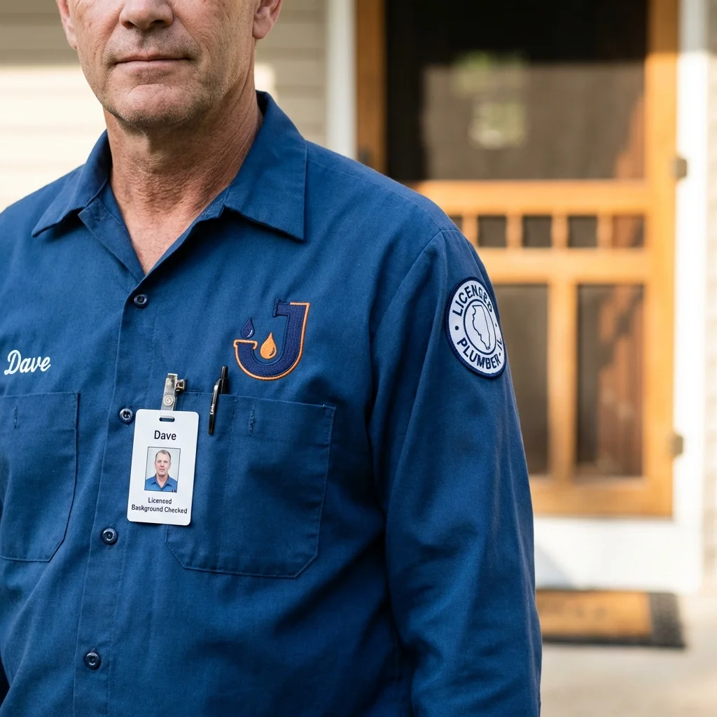 Licensed plumber showing ID badge in San Anselmo, CA