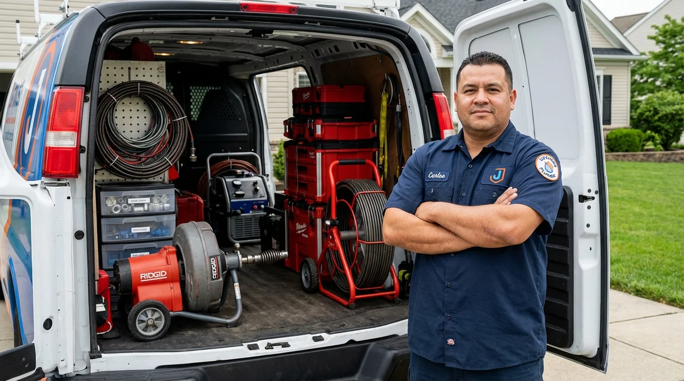 Professional drain cleaning equipment and Johns Plumbing LLC plumber in San Anselmo