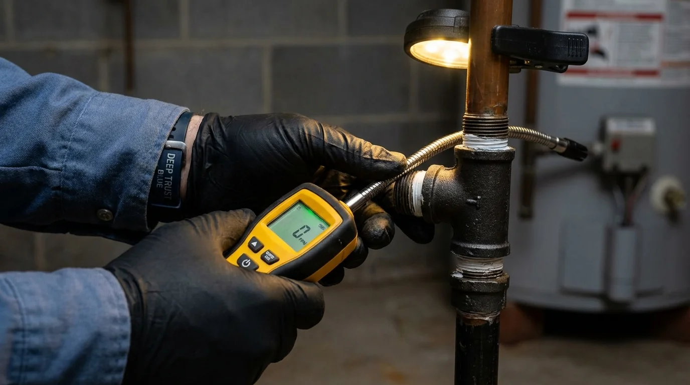 Gas leak detection with electronic sniffer by Johns Plumbing LLC in San Anselmo