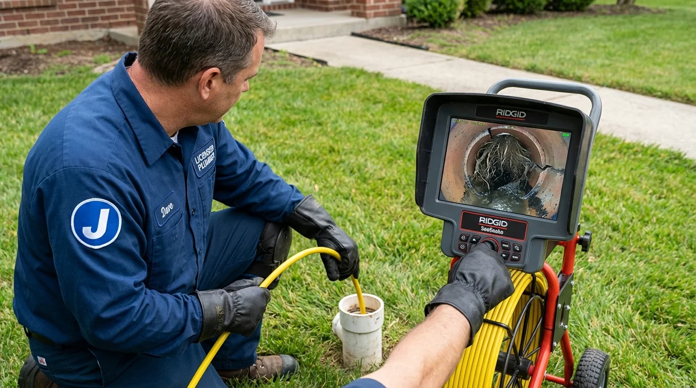 Sewer camera inspection being performed by Johns Plumbing LLC in San Anselmo