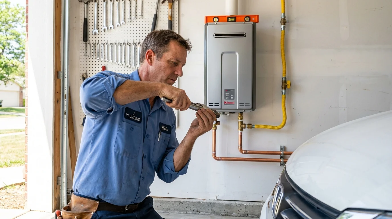 Tankless water heater installation by a Johns Plumbing LLC plumber in San Anselmo